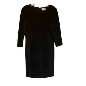Calvin Klein Black Quilted Panel Stretch Knit Shift Dress Size 6